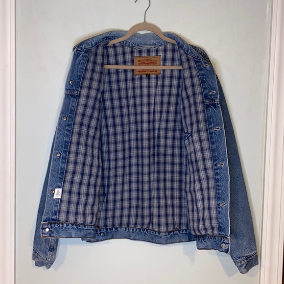 Vintage Levi's Trucker Flannel Lined Denim Blue Jean Jacket-100% Cotton USA Sz L - Picture 14 of 16
